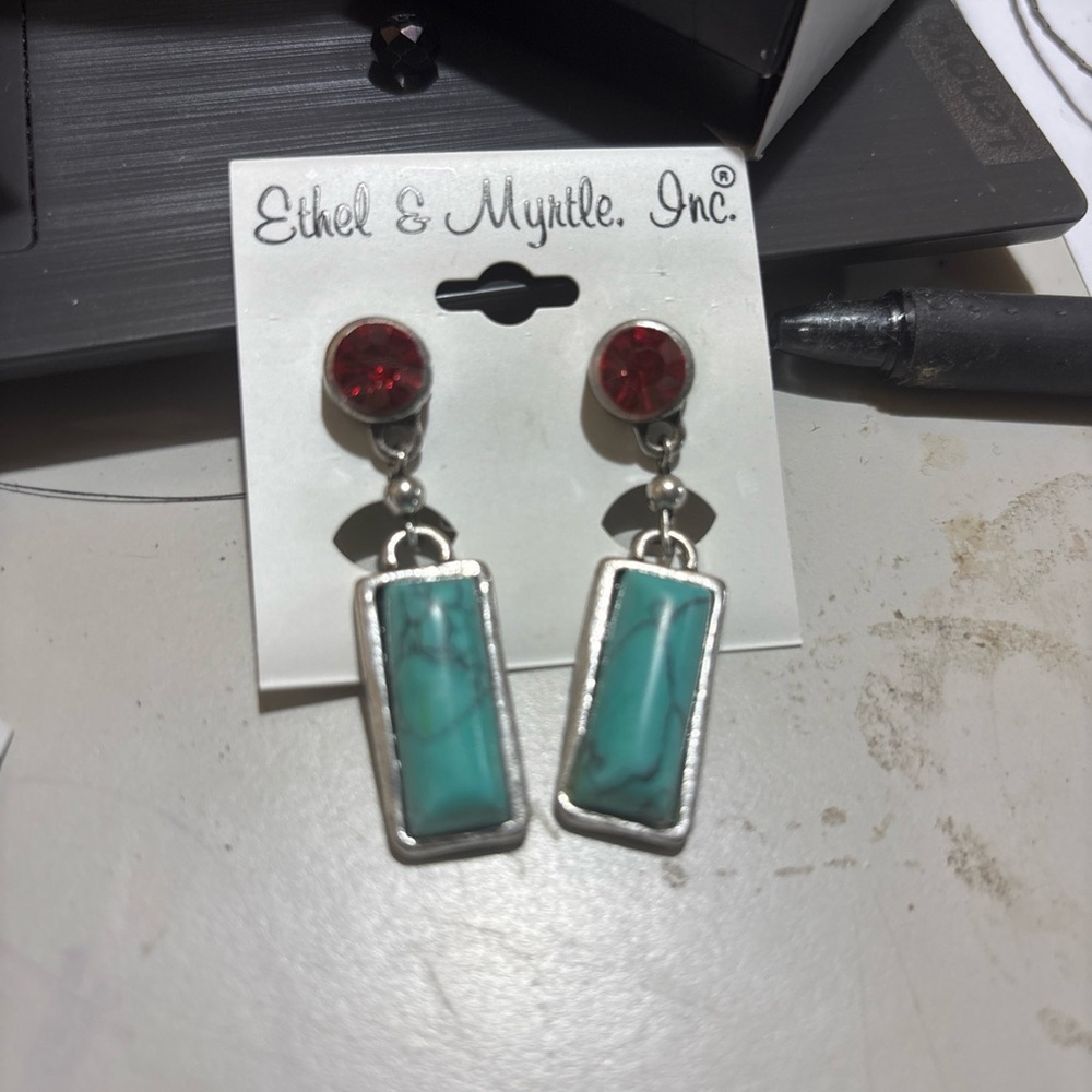 Red and Turquoise Earrings